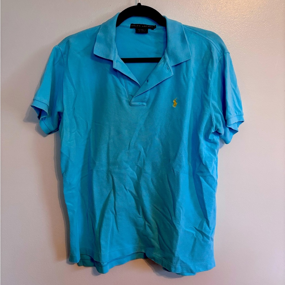 Ralph Lauren light blue collared top size medium, 100% cotton